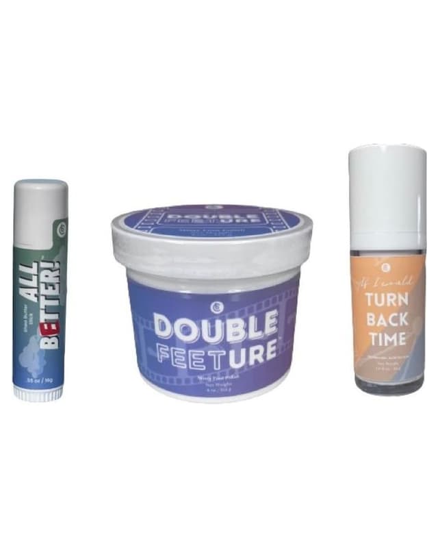 Body care: All Better balm, Double Feeture and Turn Back Time