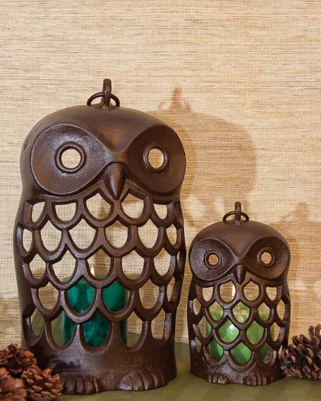 Cast owl lanterns