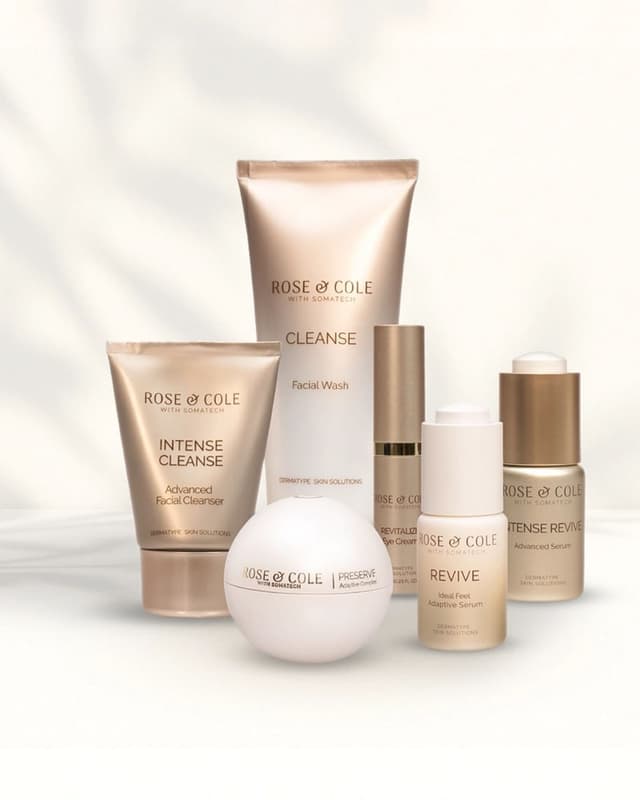 Rose & Cole Luxe skin care set: cleansers, eye cream, serums and Preserve complex