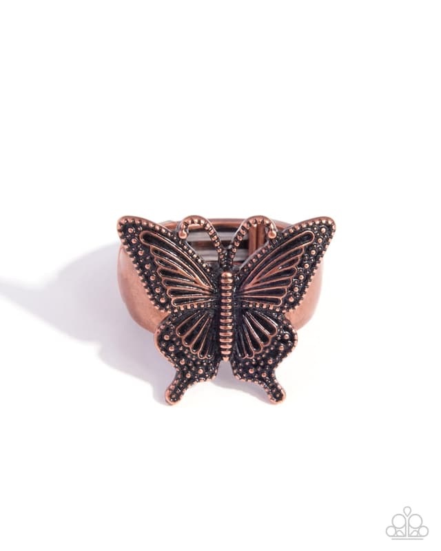 Aerial Attribute butterfly ring, copper ($8)