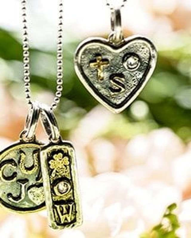 Personalized initial heart and tag pendants