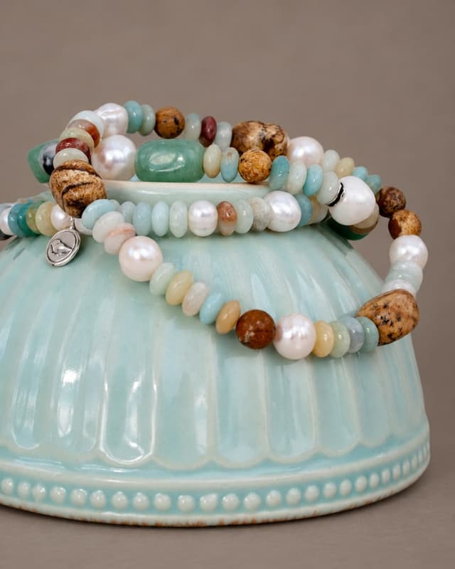 Peaceful Palette Amazonite & Pearl Stretch Bracelet