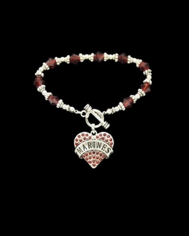 Marines rhinestone heart bracelet