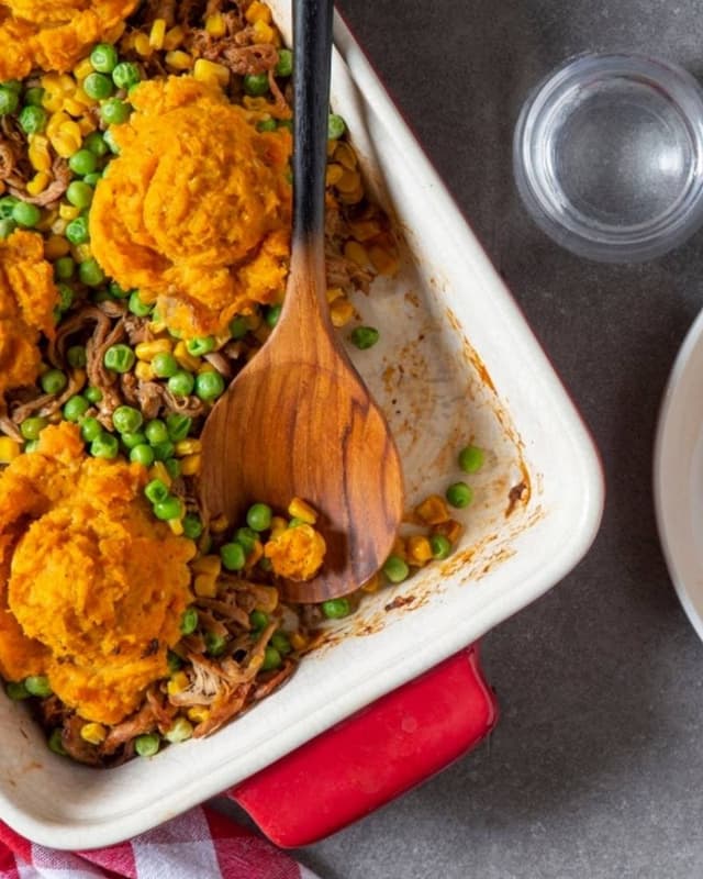 BBQ pulled pork shepherd's pie made with Wildtree products