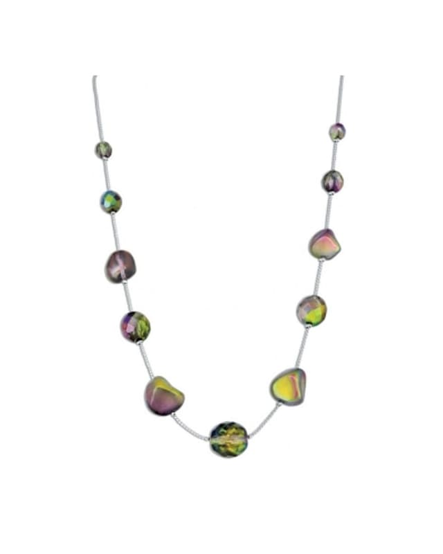 Iridescent glass bead necklace