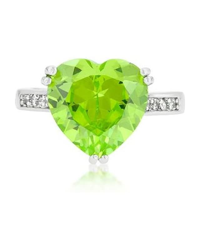 Heart-cut green stone ring