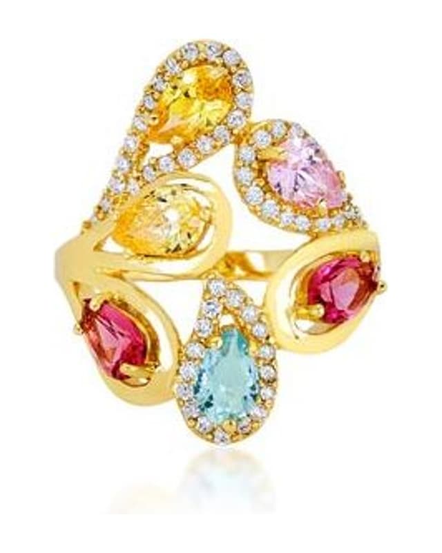 Gold-tone multi-stone cocktail ring