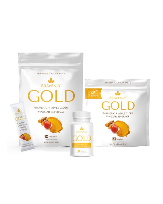 Bravenly Gold turmeric and apple cider vinegar drink