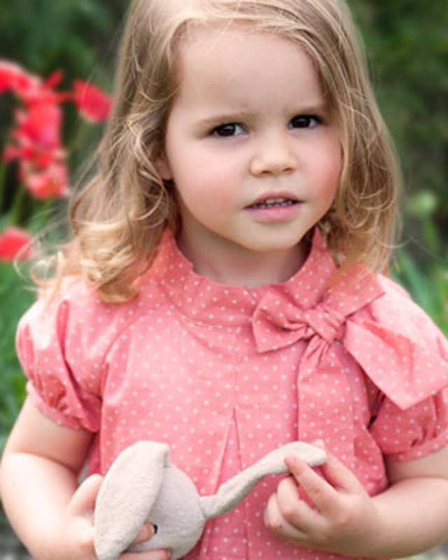 Girls' pink polka-dot bow blouse in Japanese cotton
