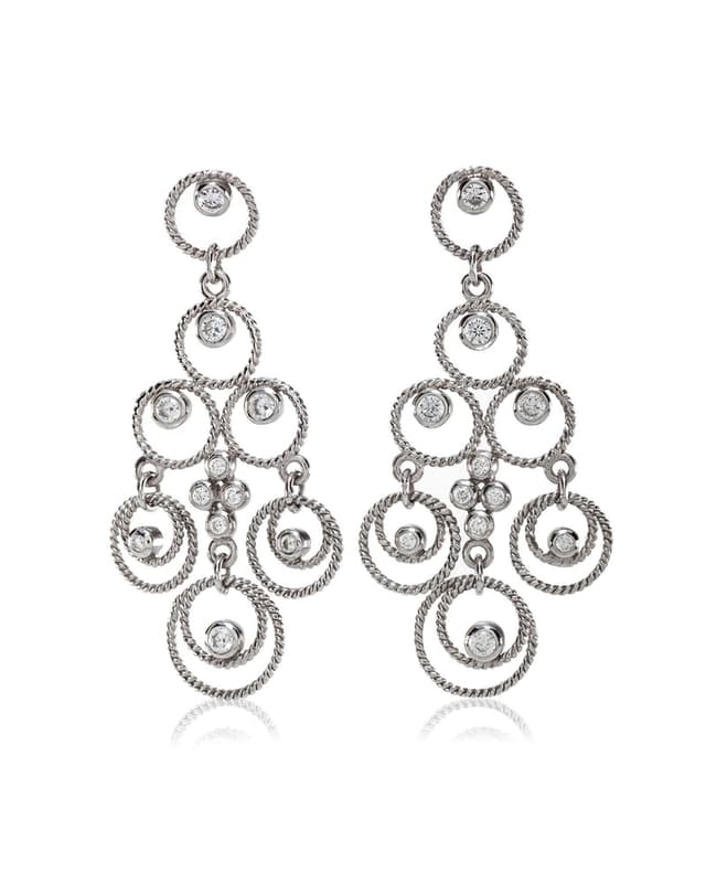 Silver-tone circle chandelier earrings