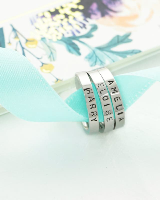 Hand-stamped name rings
