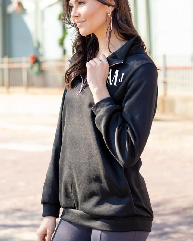 Monogrammed zip pullover