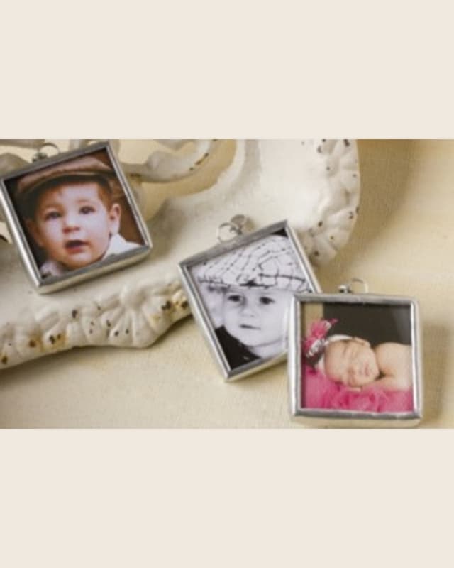 Three square custom photo charms
