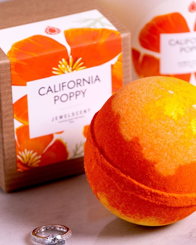 California Poppy jewelry bath bomb