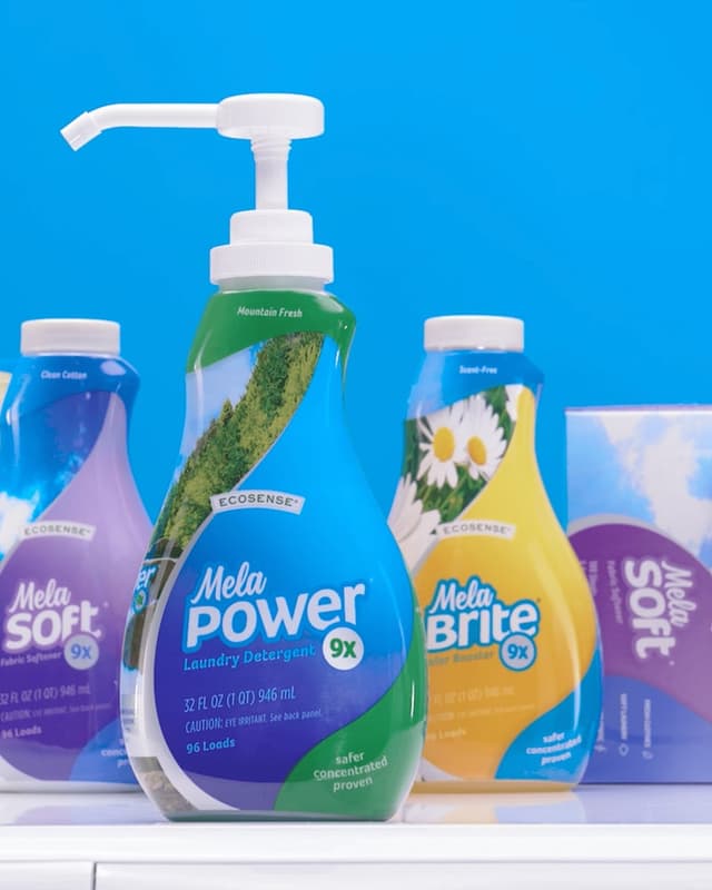 EcoSense MelaPower 9x laundry detergent with MelaSoft and MelaBrite