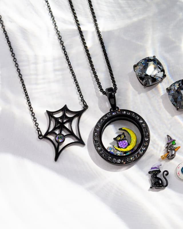 Black petite Living Locket with Halloween charms