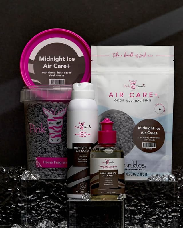 Midnight Ice Air Care+ odor-neutralizing Sprinkles, spray and diffuser oil