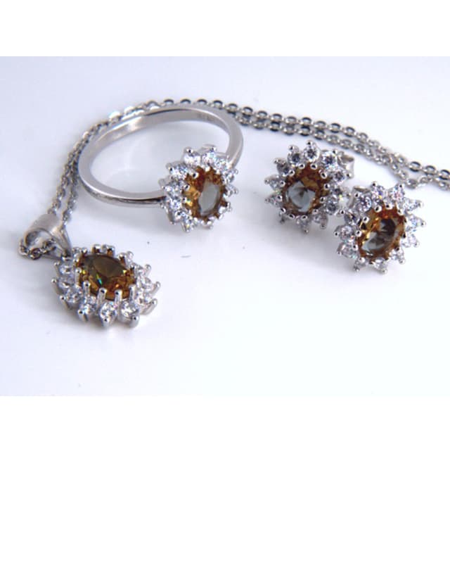 Sterling silver ring, pendant and earrings