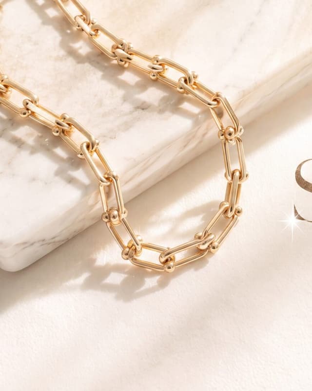 Gold-tone link chain necklace