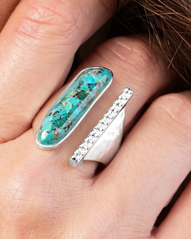 Turquoise and sterling silver wrap ring