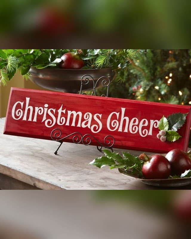 Christmas Cheer lettered wood sign