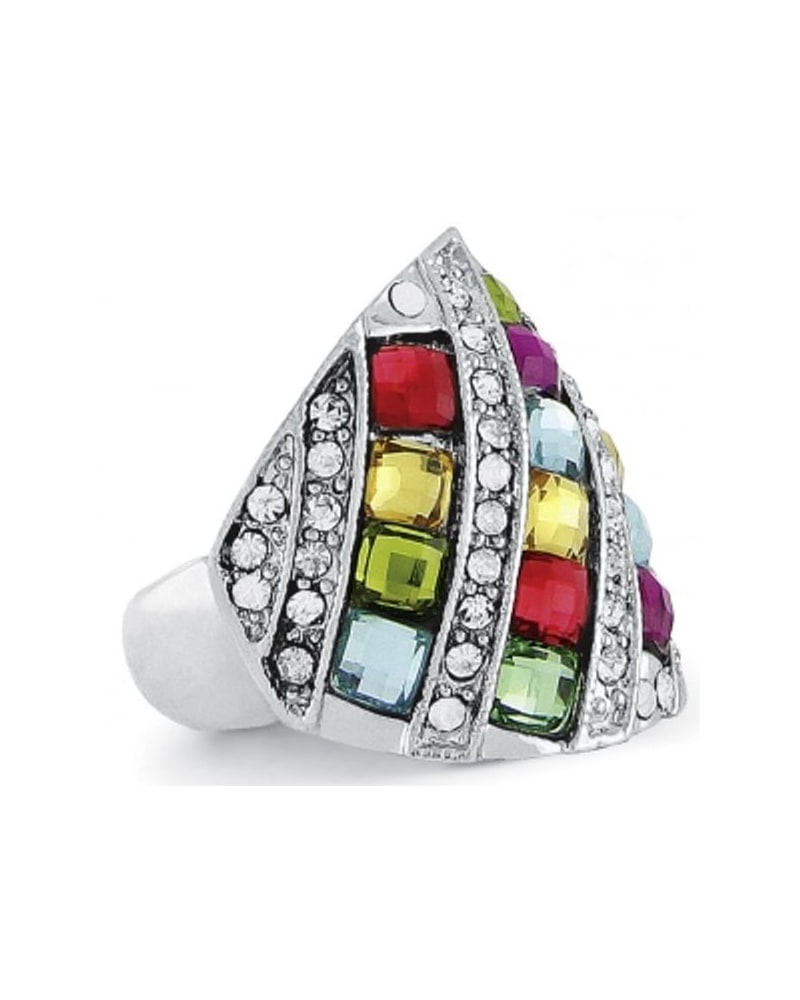 Multicolor crystal cocktail ring