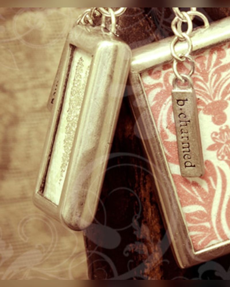 Framed pendant charms with b charmed tag