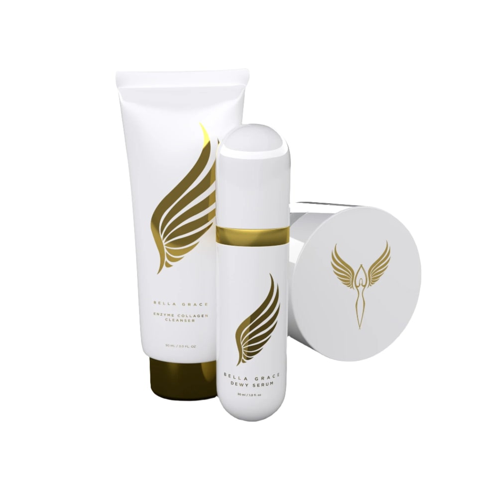 Bella Grace Enzyme Collagen Cleanser, Dewy Serum and Collagen Plumping Moisturizer