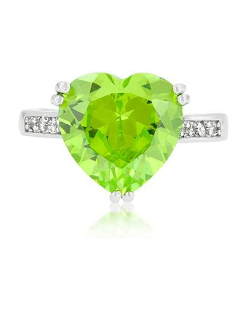 Heart-cut green stone ring