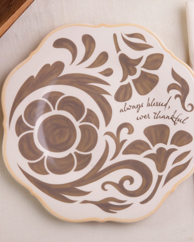 “Always blessed, ever thankful” scalloped plate