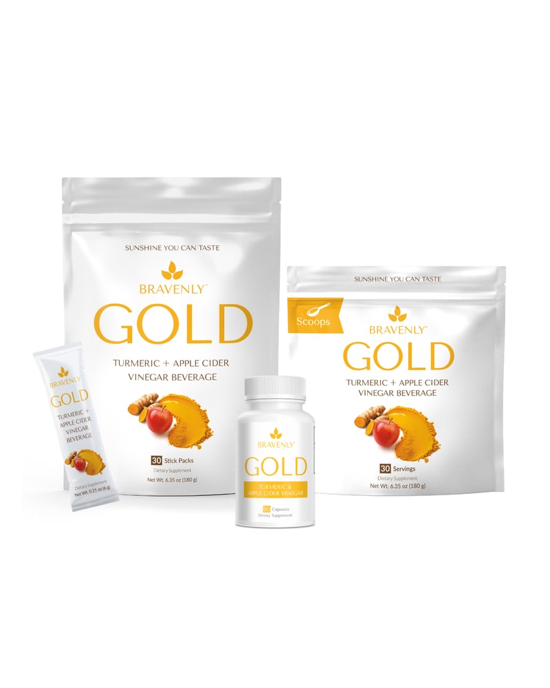 Bravenly Gold turmeric and apple cider vinegar drink
