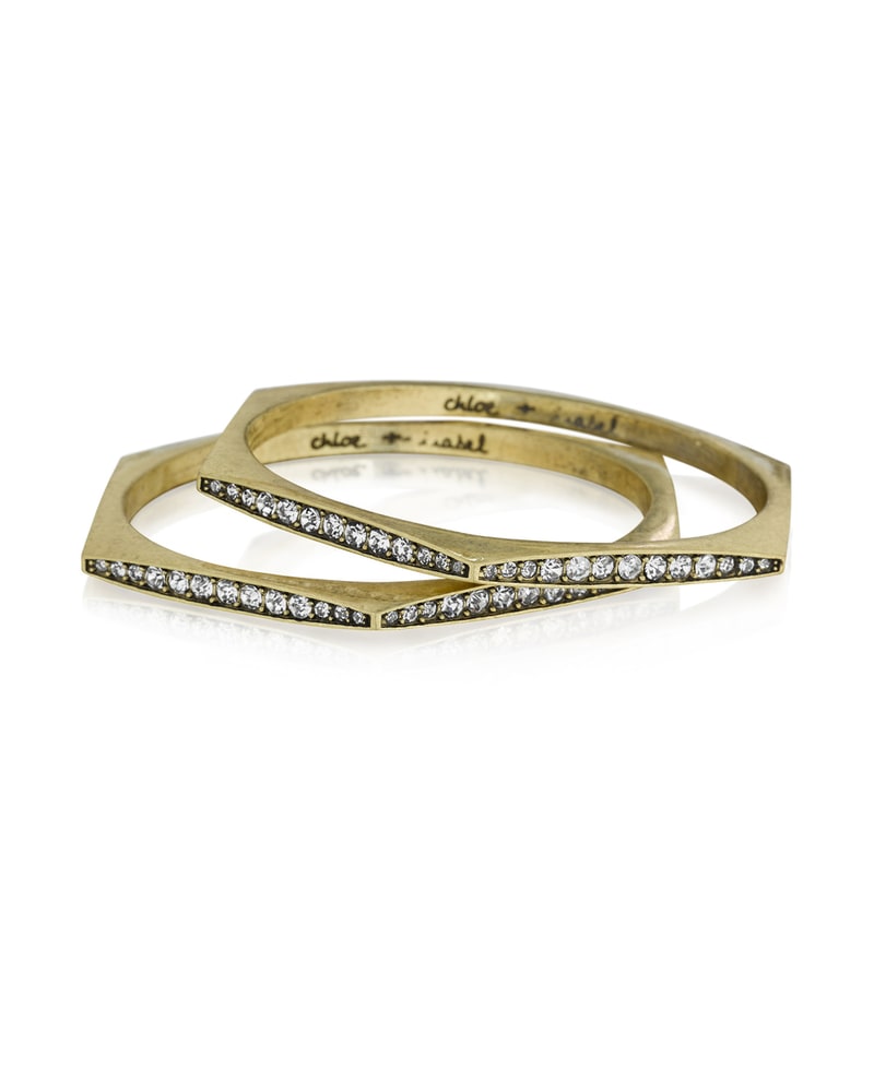 Pavé hexagon bangles in gold tone