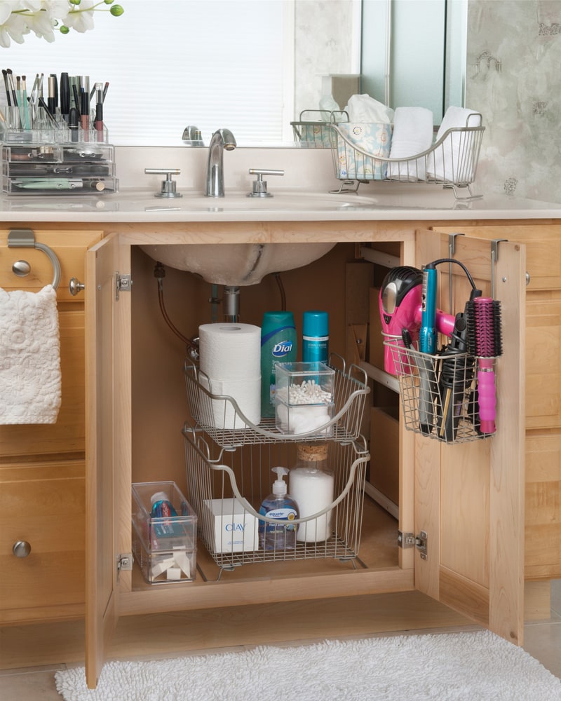 Under-sink bathroom organizers and caddies