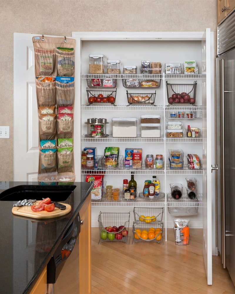 Pantry with over-the-door and wire organizers