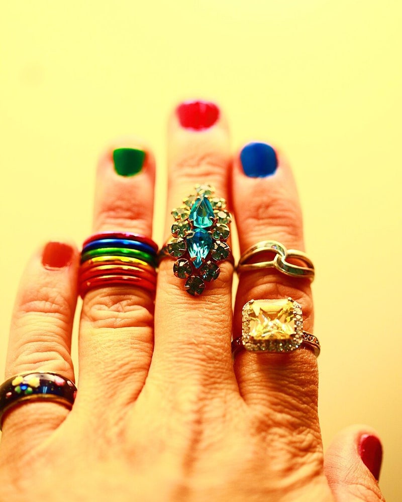 Costume jewelry rings, the kind of fashion accessory Cloud 9 sold (illustrative)