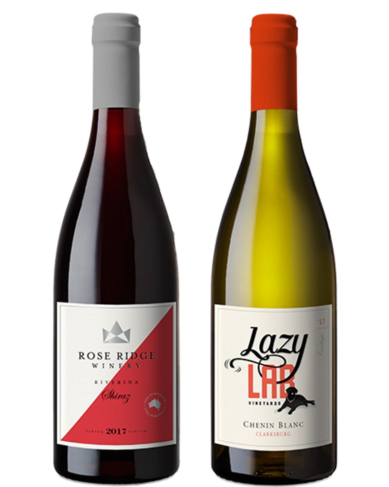 Rose Ridge Shiraz and Lazy Lab Chenin Blanc