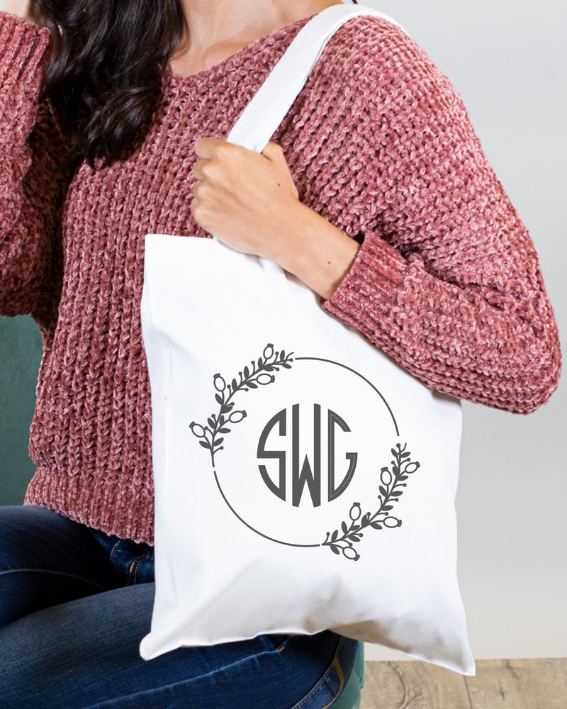 Circle monogram canvas tote
