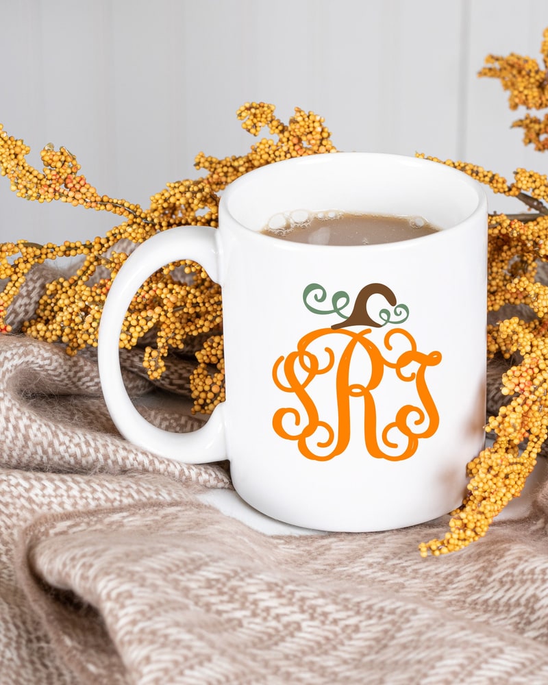 Pumpkin monogram ceramic mug