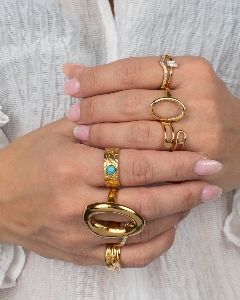 Stacked gold rings