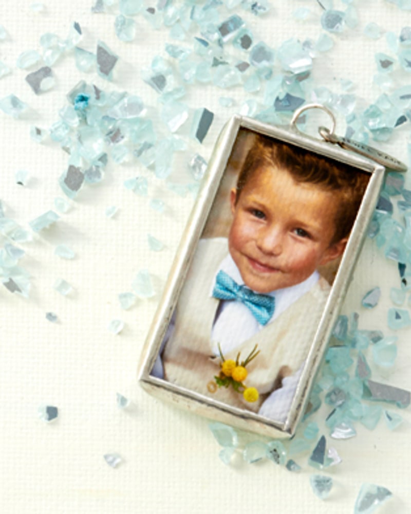 Custom photo charm in a soldered glass frame