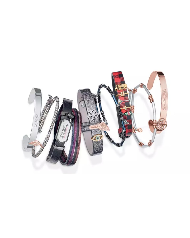 Engraved cuffs, leather Keepers and beaded bracelets with Keys