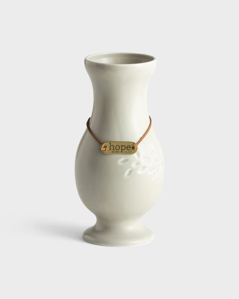 "Hope" ceramic vase with tag