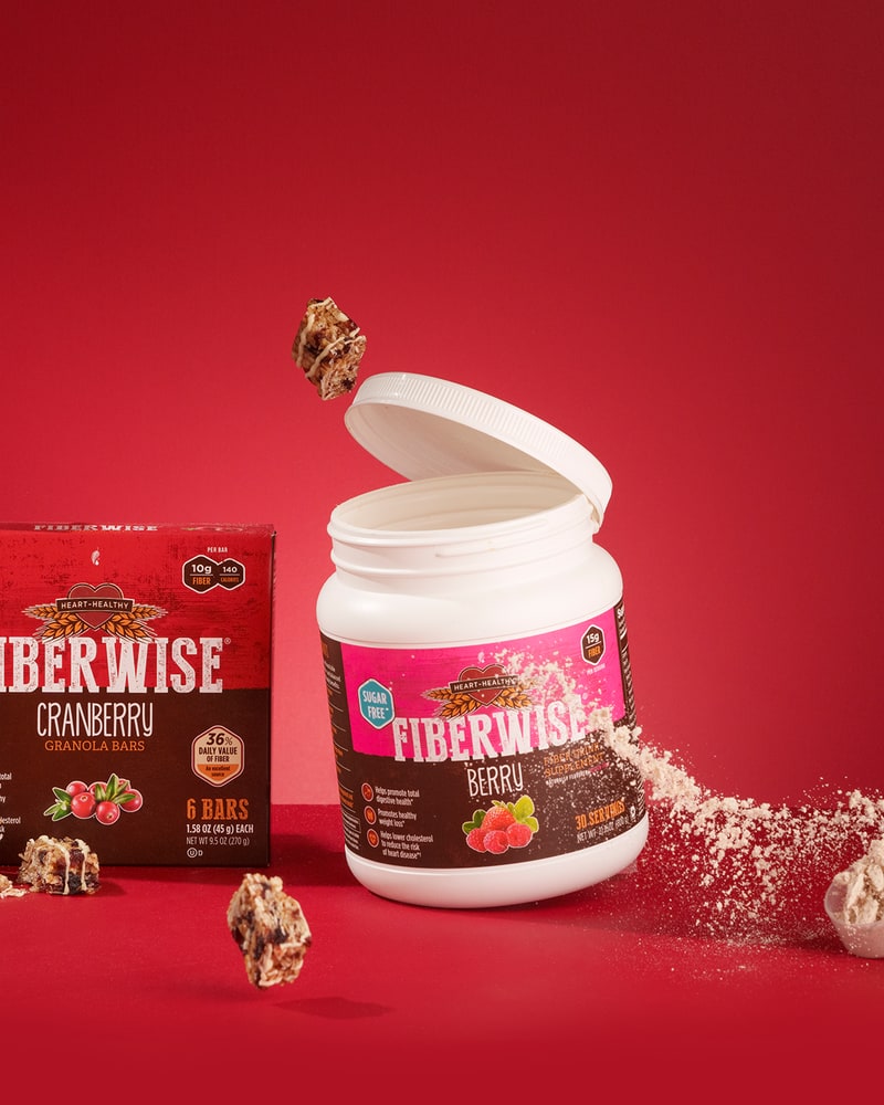 Fiberwise fiber drink and cranberry granola bars