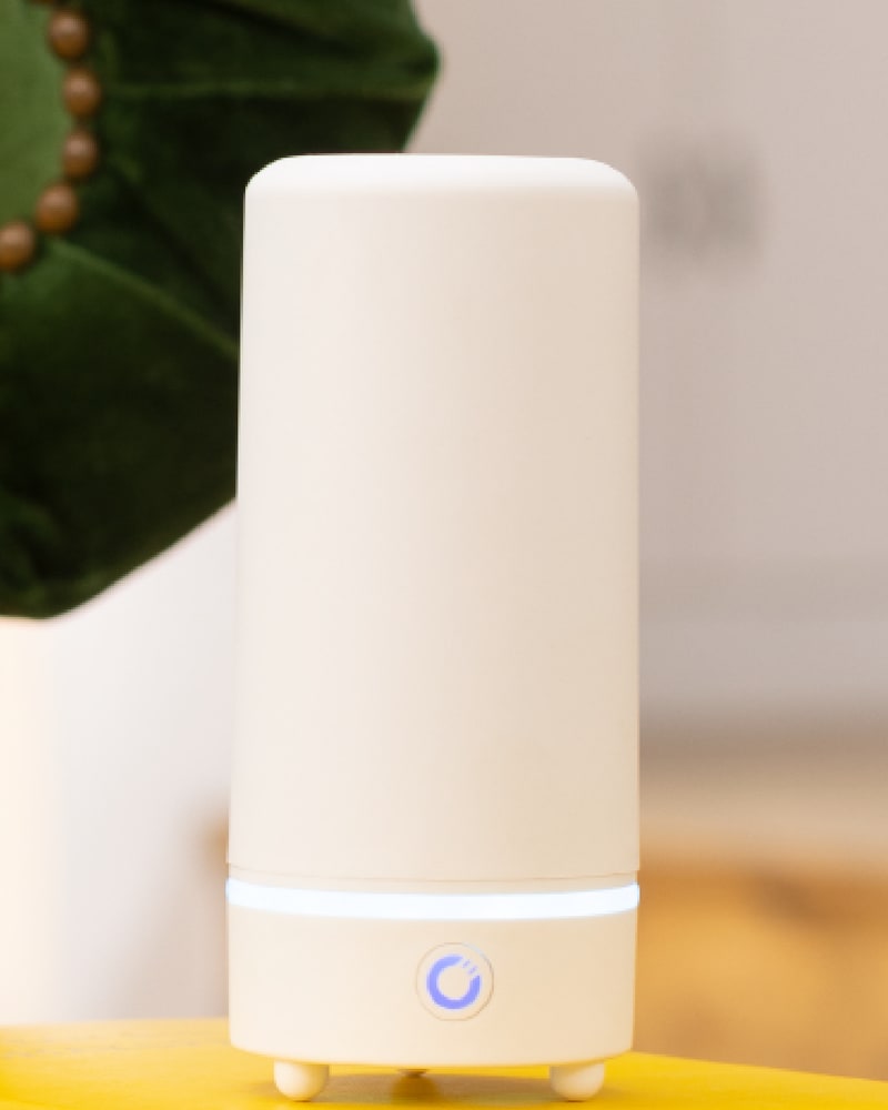AirMoji on a bedside table