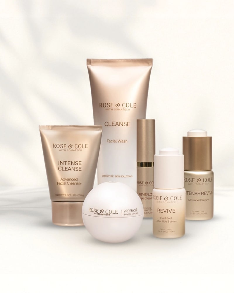 Rose & Cole Luxe skin care set: cleansers, eye cream, serums and Preserve complex