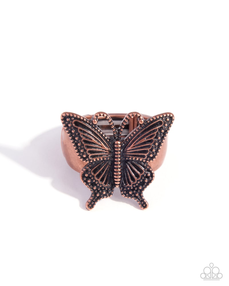 Aerial Attribute butterfly ring, copper ($8)
