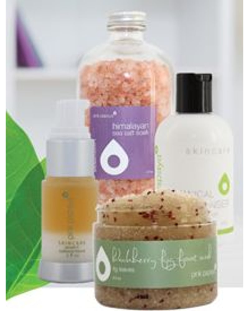Himalayan salt soak, foot scrub, serum and botanical cleanser