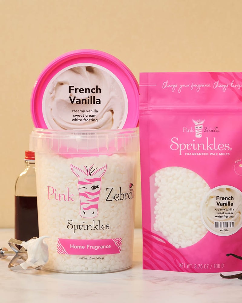 French Vanilla Sprinkles wax melts, 16 oz carton and 3.75 oz bag