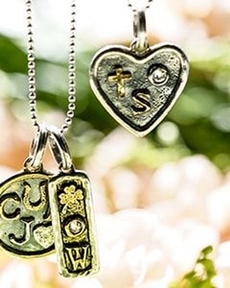Personalized initial heart and tag pendants