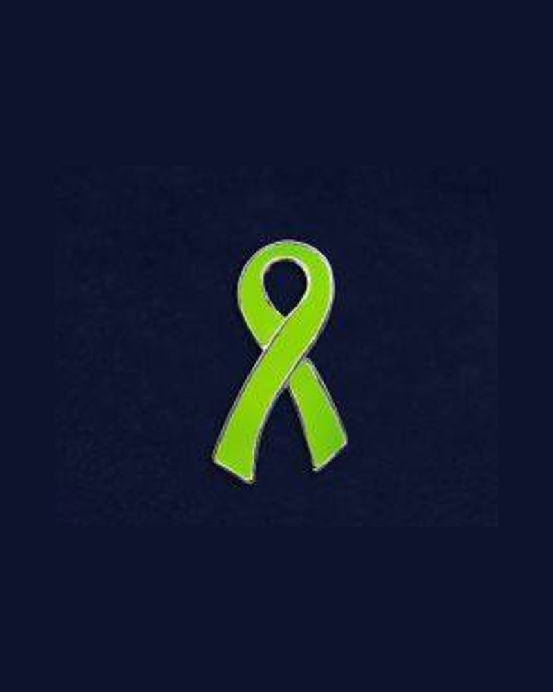 Lime green awareness ribbon pin